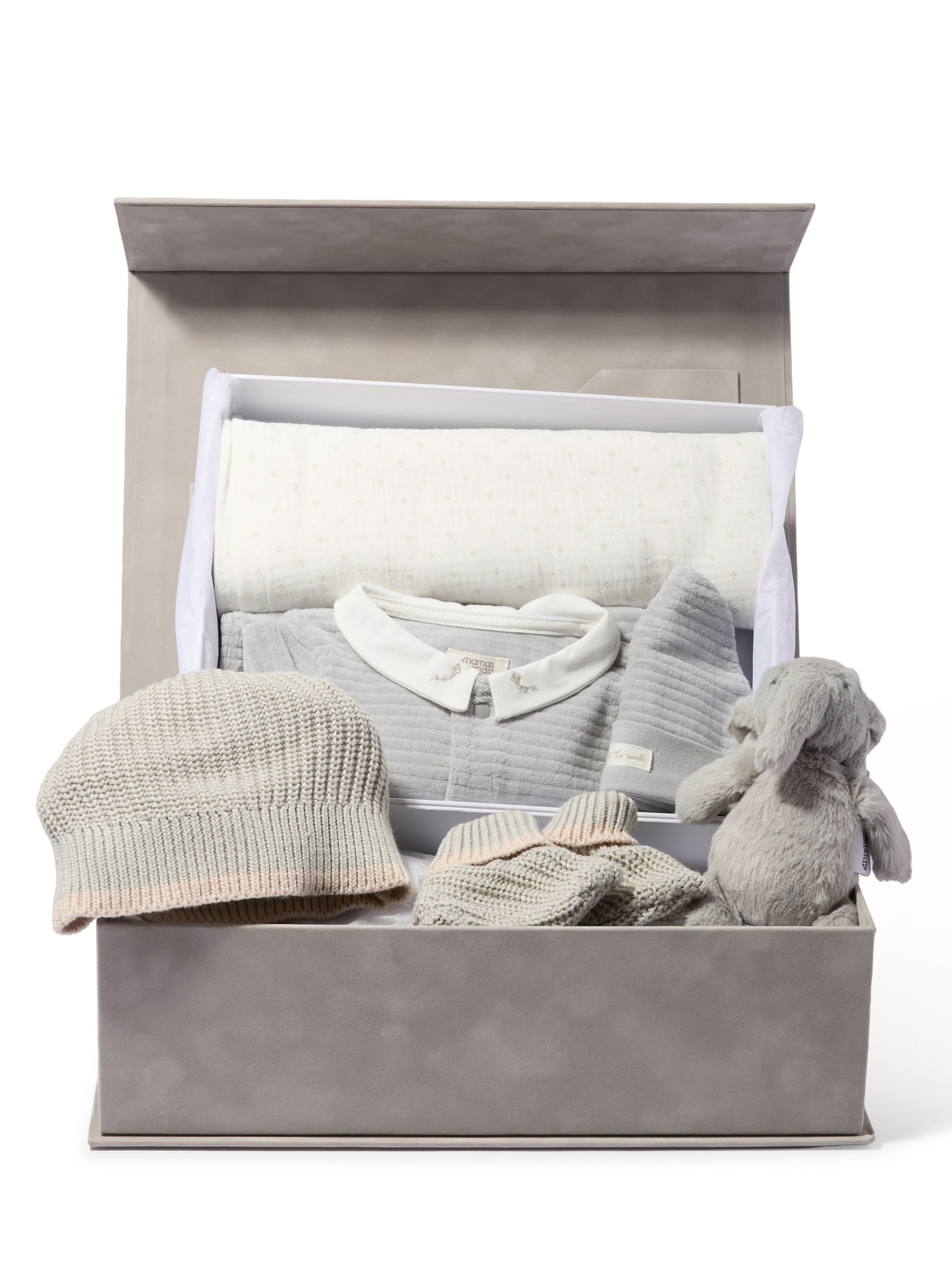 Welcome to the World Blue Gift Set with Knitted Hat, Booties & Elephant Soft Toy image number 1